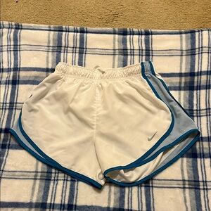 Nike Women's White and Blue Athletic Shorts